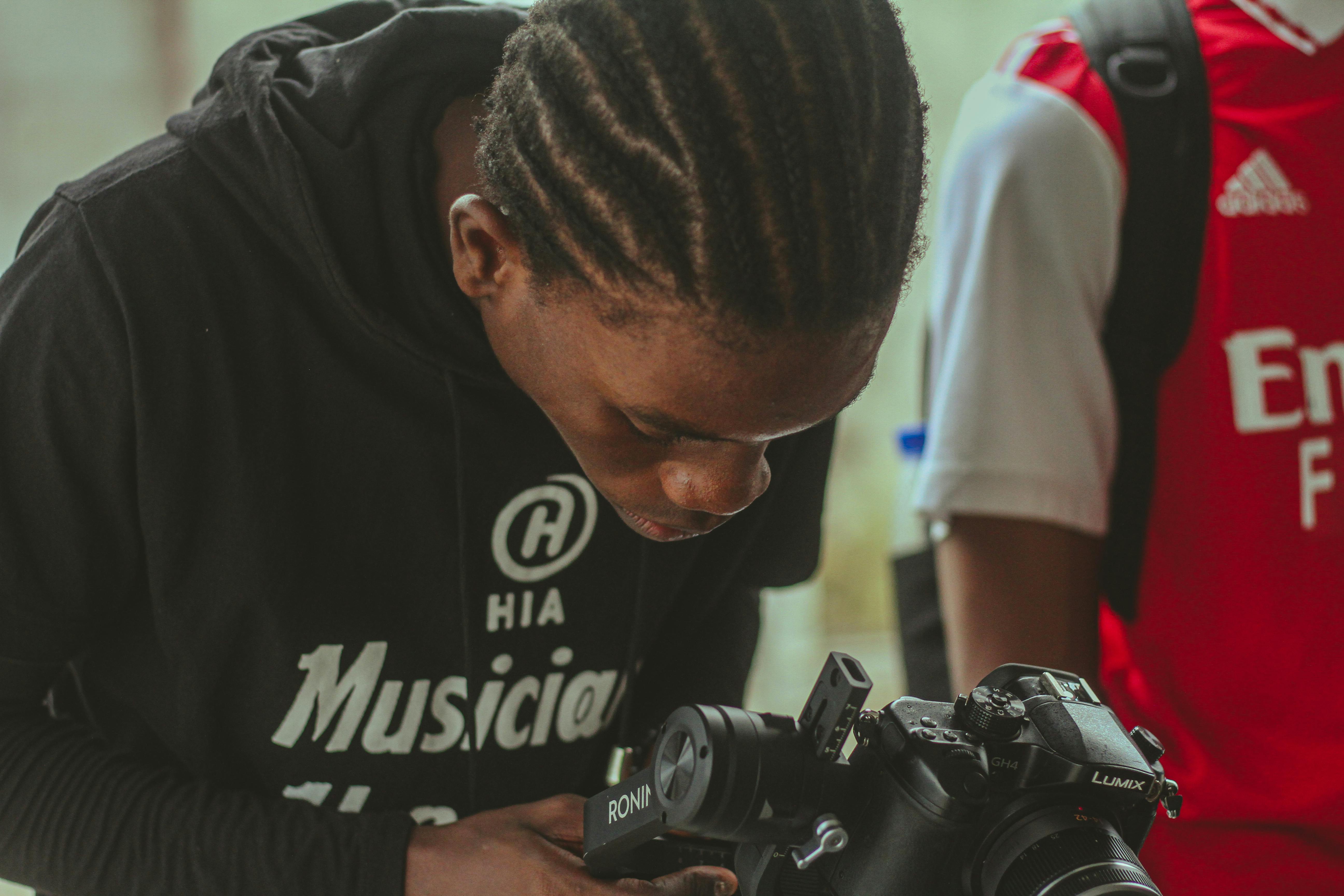 stock image of a media student